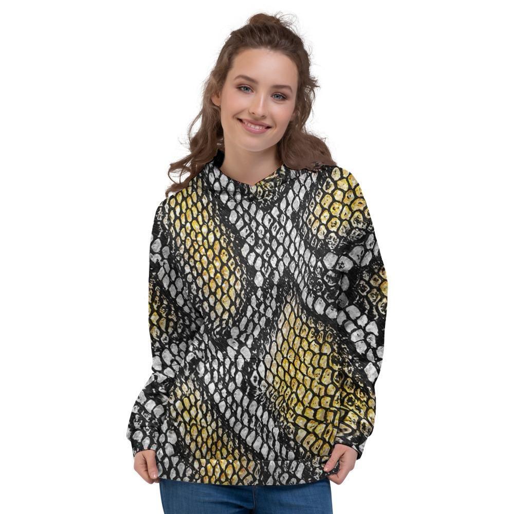 Yellow Snakeskin print Women's Hoodie-grizzshop