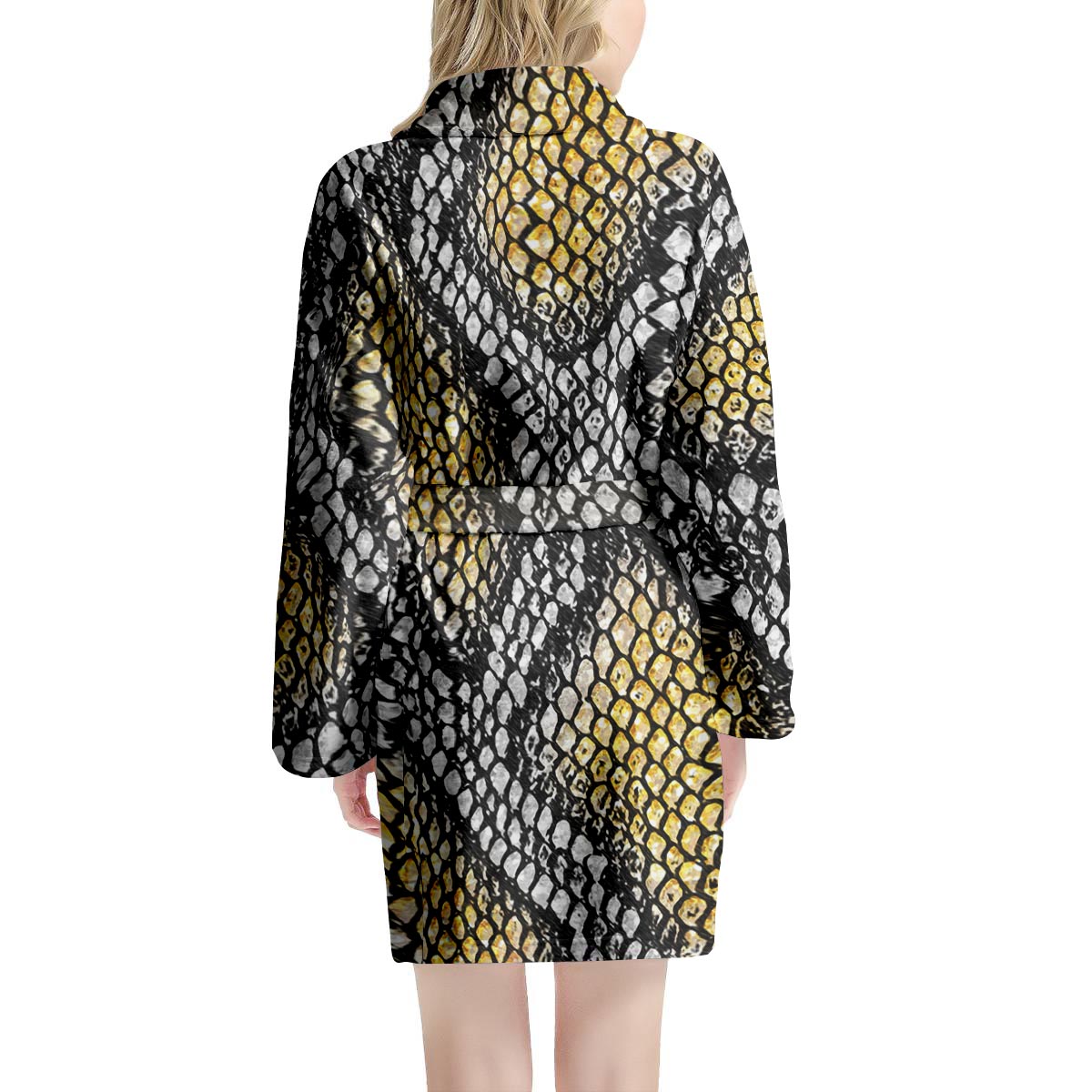 Yellow Snakeskin print Women's Robe-grizzshop