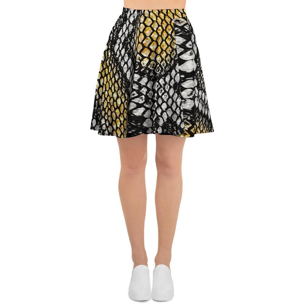 Yellow Snakeskin print Women's Skirt-grizzshop