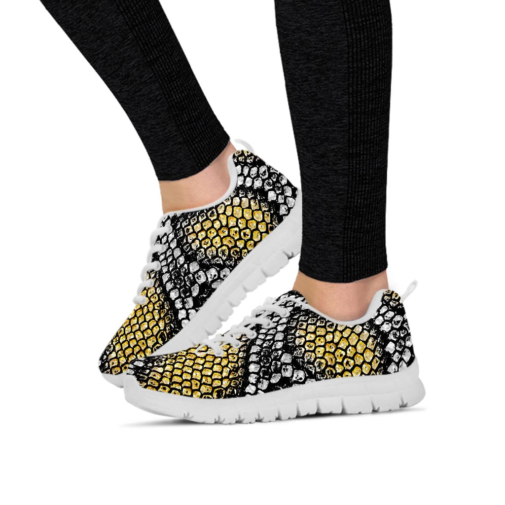 Yellow Snakeskin print Women's Sneakers-grizzshop