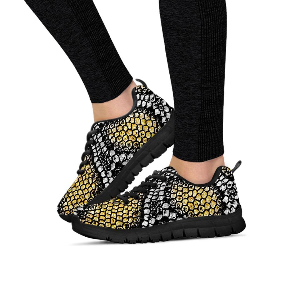 Yellow Snakeskin print Women's Sneakers-grizzshop