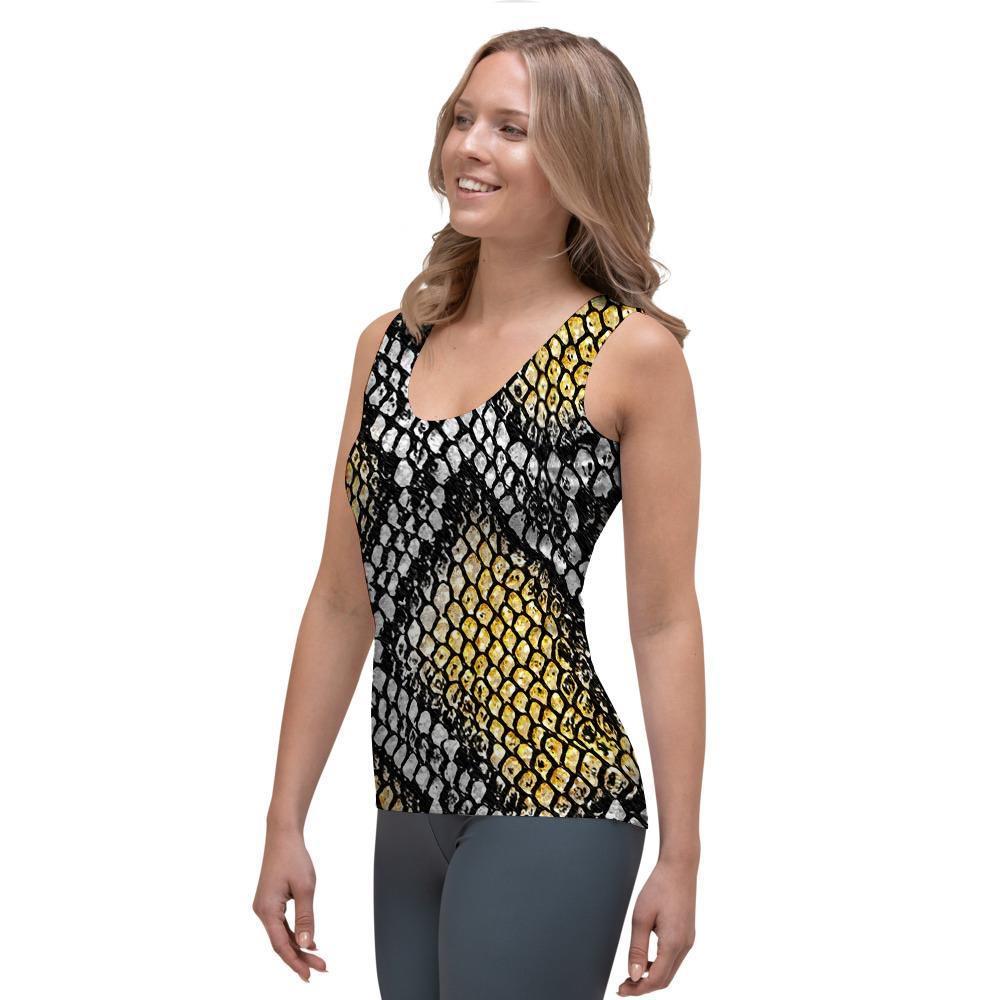 Yellow Snakeskin print Women's Tank Top-grizzshop
