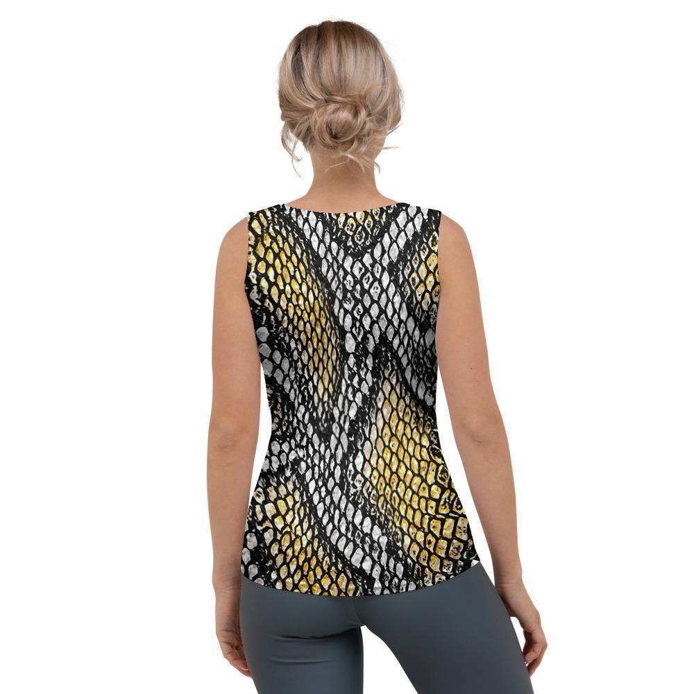 Yellow Snakeskin print Women's Tank Top-grizzshop