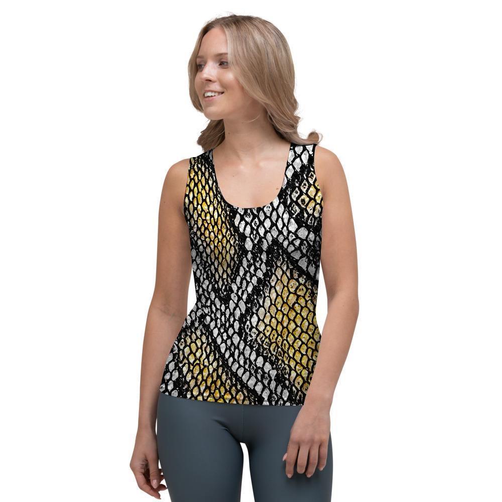 Yellow Snakeskin print Women's Tank Top-grizzshop