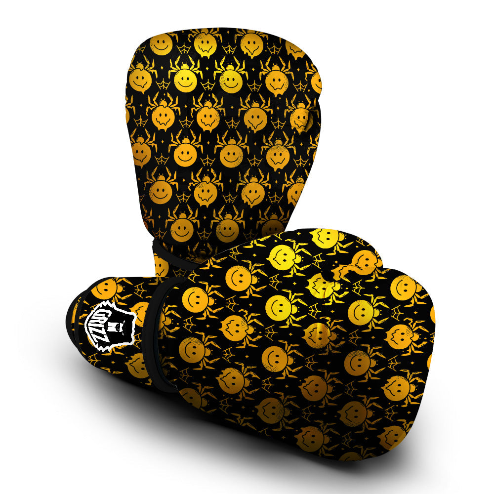 Yellow Spider Psychedelic Melt Print Pattern Boxing Gloves-grizzshop