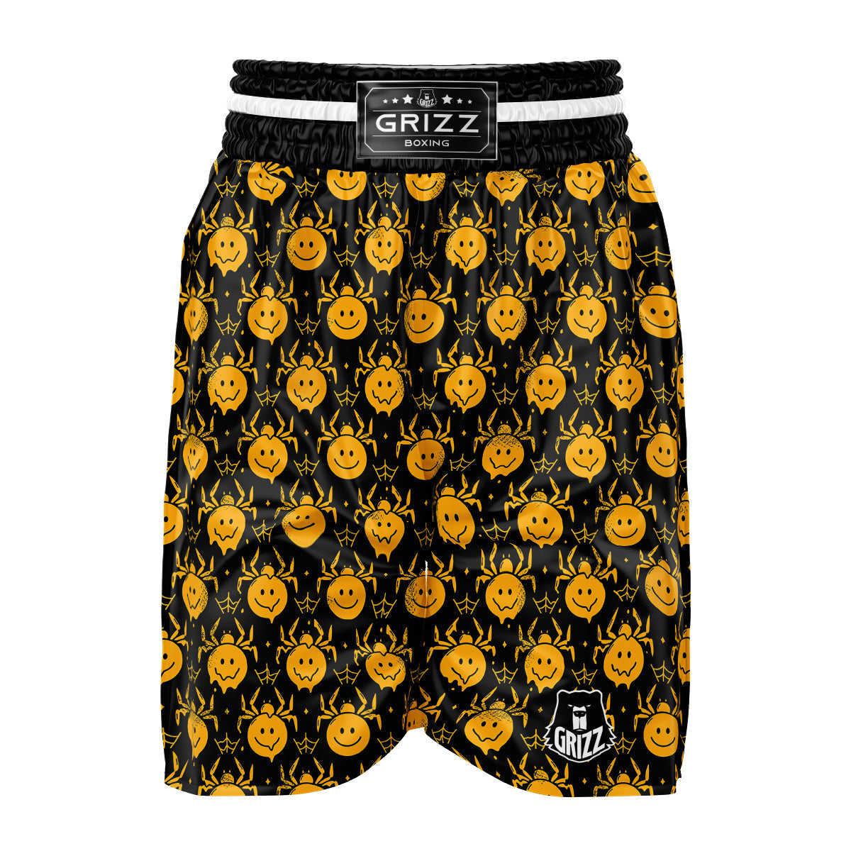 Yellow Spider Psychedelic Melt Print Pattern Boxing Shorts-grizzshop