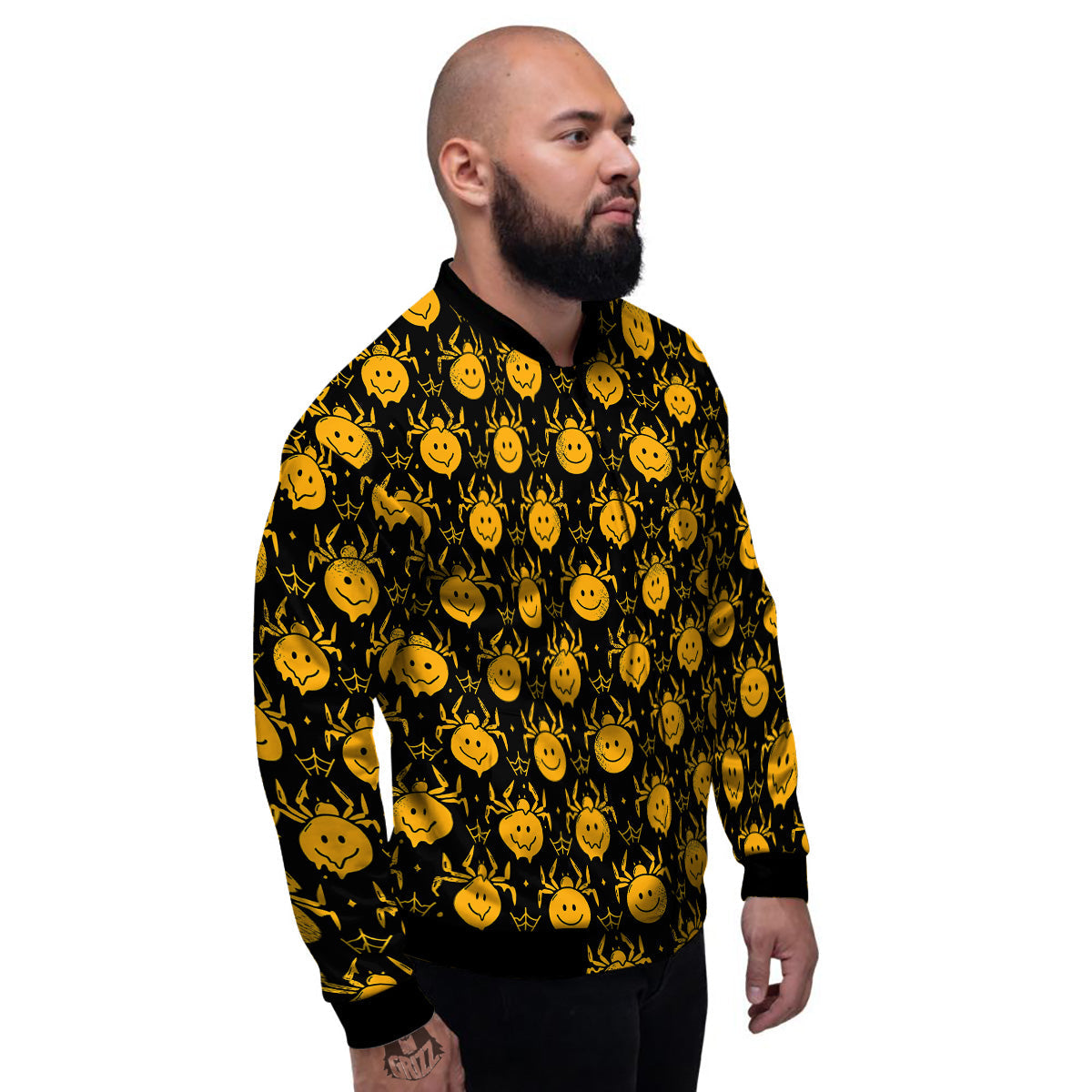Yellow Spider Psychedelic Melt Print Pattern Men's Bomber Jacket-grizzshop