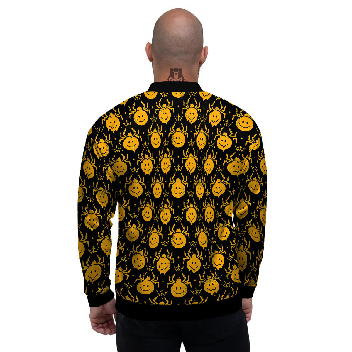 Yellow Spider Psychedelic Melt Print Pattern Men's Bomber Jacket-grizzshop