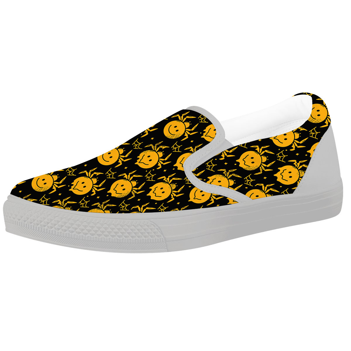 Yellow Spider Psychedelic Melt Print Pattern White Slip On Shoes-grizzshop