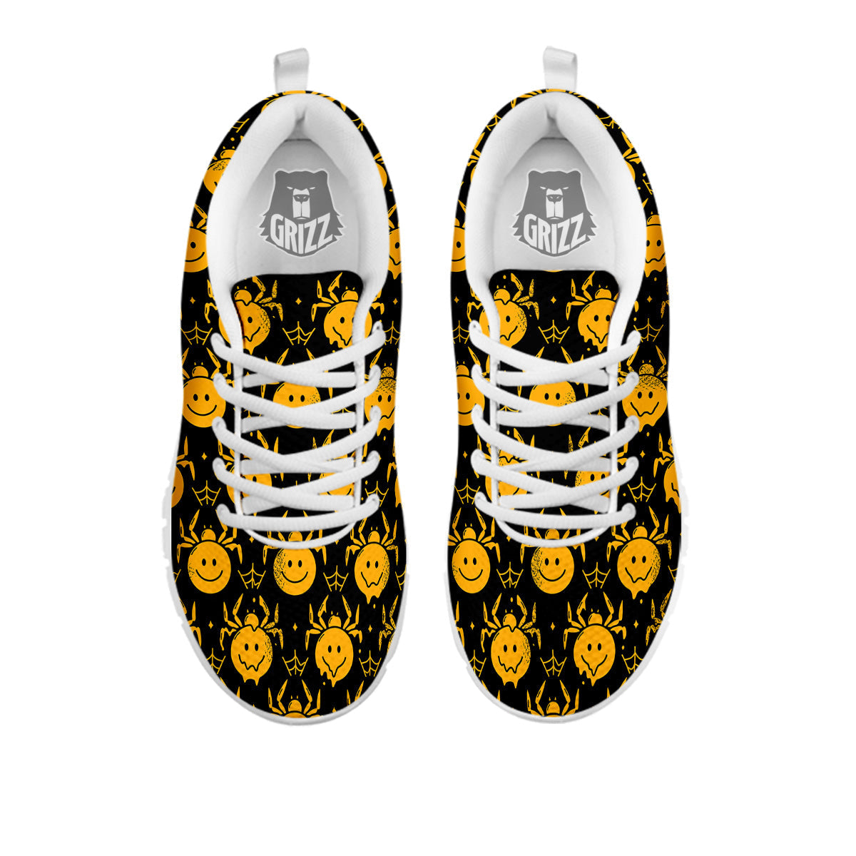 Yellow Spider Psychedelic Melt Print Pattern White Sneaker-grizzshop