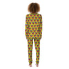 Yellow Striped Pug Dog Print Pattern Women's Pajamas-grizzshop