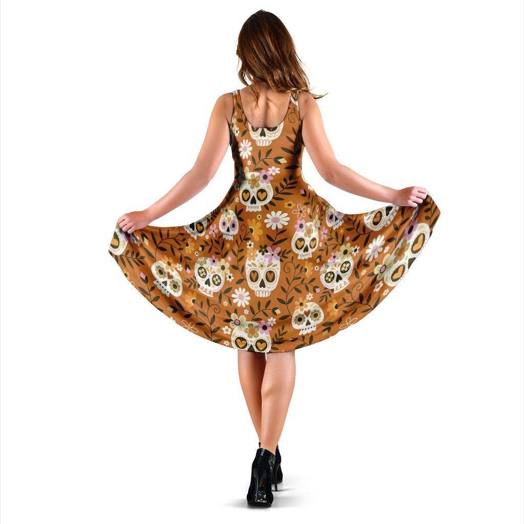 Yellow Sugar Skull Dress-grizzshop