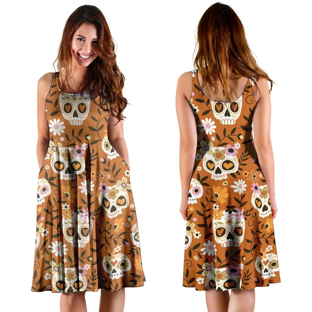 Yellow Sugar Skull Dress-grizzshop