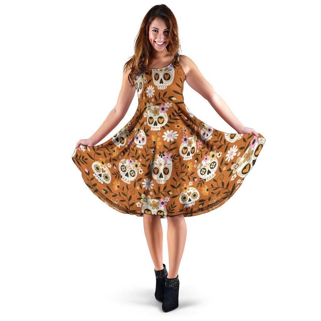 Yellow Sugar Skull Dress-grizzshop