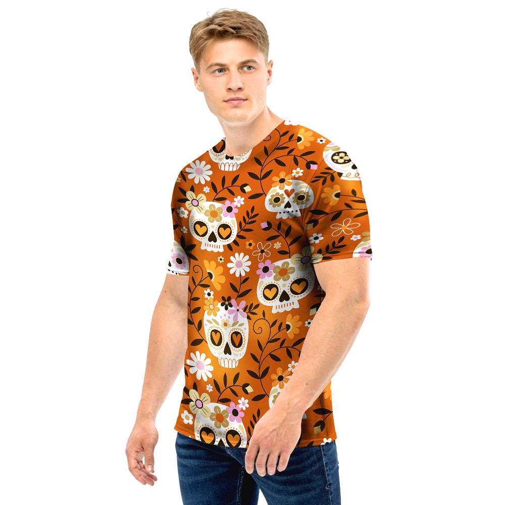 Yellow Sugar Skull Men T Shirt-grizzshop