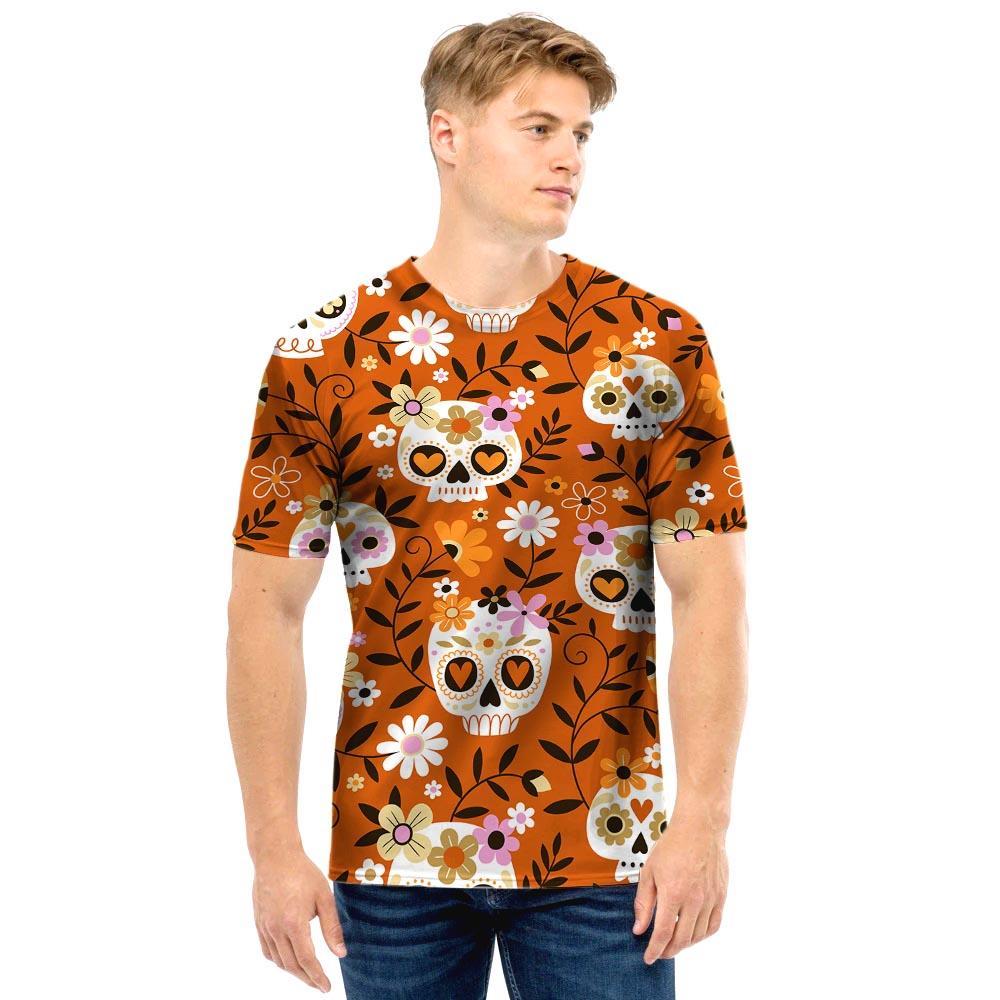 Yellow Sugar Skull Men T Shirt-grizzshop