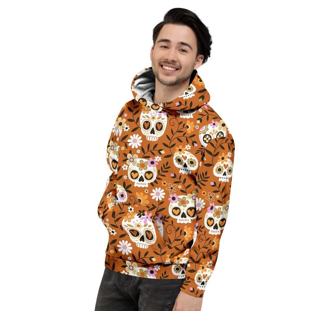 Yellow Sugar Skull Men's Hoodie-grizzshop