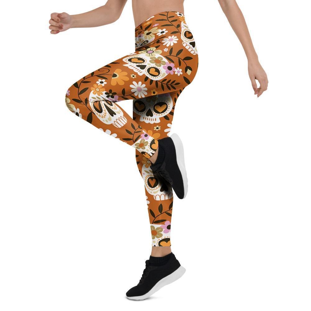 Yellow Sugar Skull Women's Leggings-grizzshop