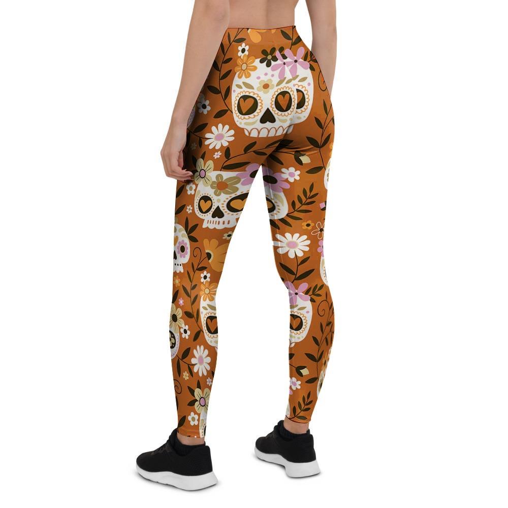 Yellow Sugar Skull Women's Leggings-grizzshop