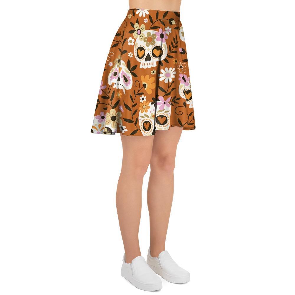 Yellow Sugar Skull Women's Skirt-grizzshop