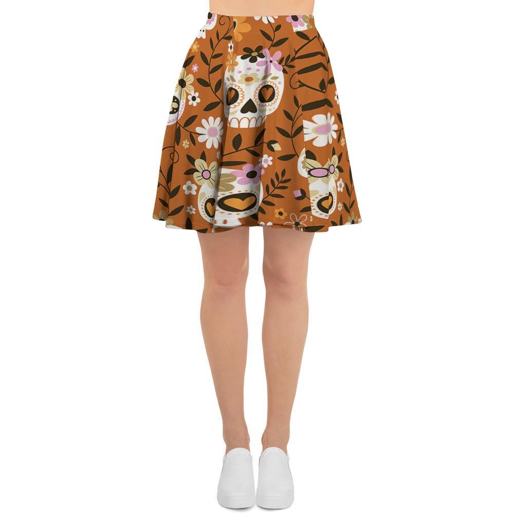 Yellow Sugar Skull Women's Skirt-grizzshop