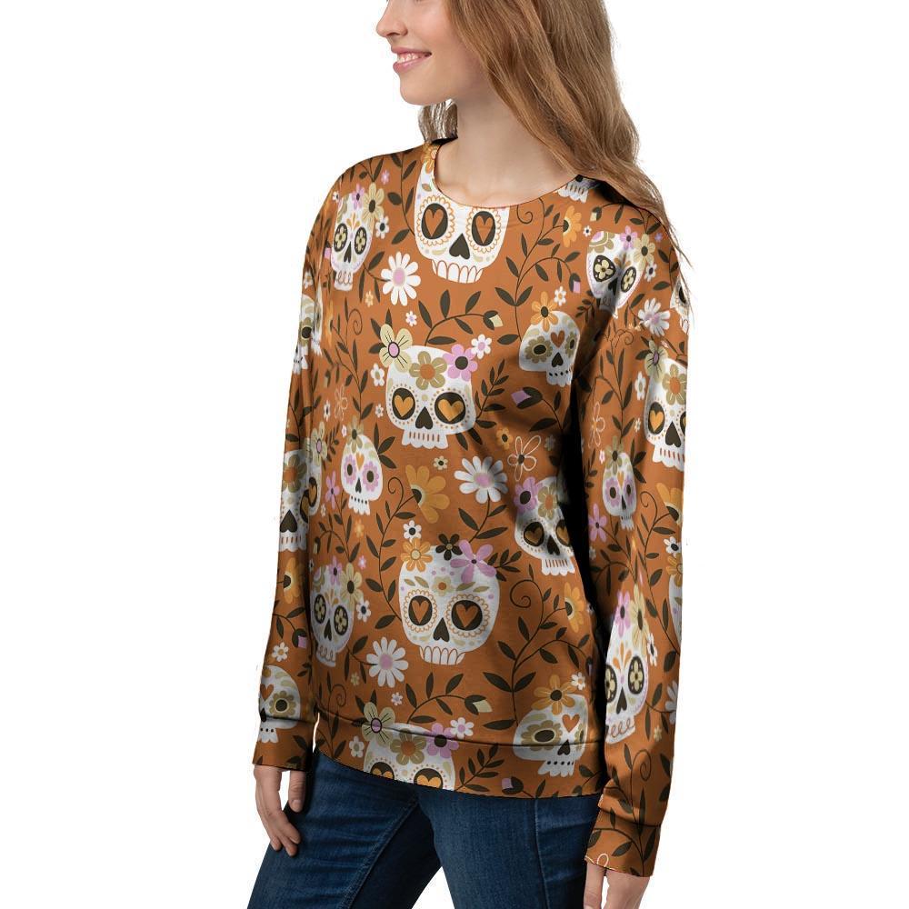 Yellow Sugar Skull Women's Sweatshirt-grizzshop