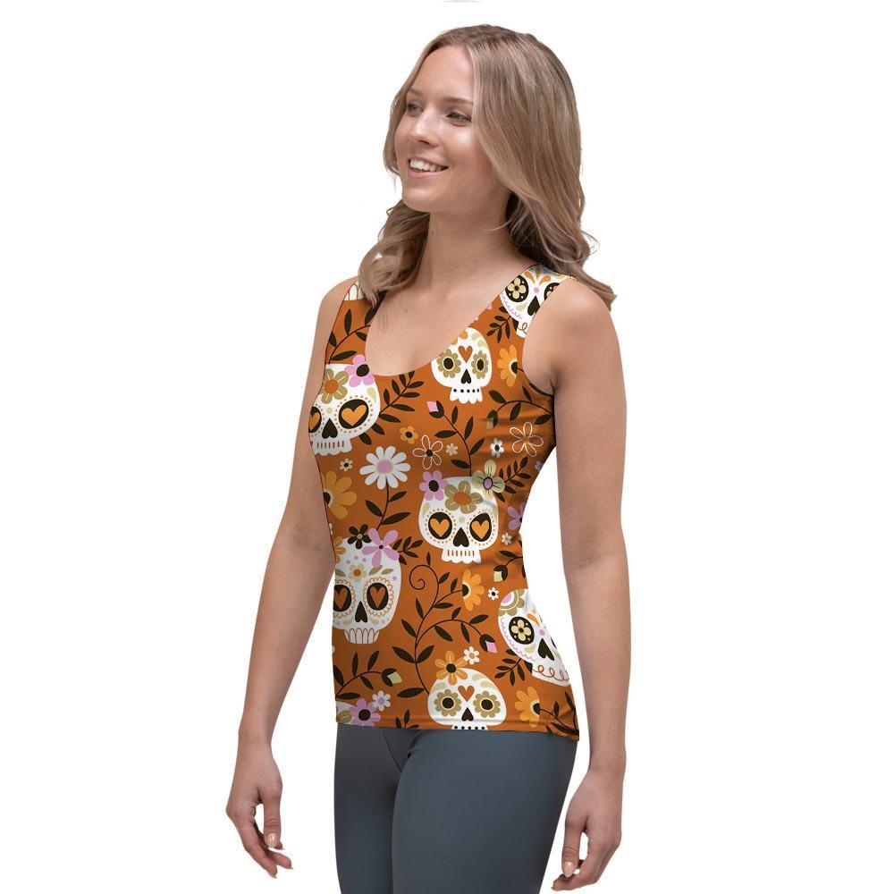 Yellow Sugar Skull Women's Tank Top-grizzshop