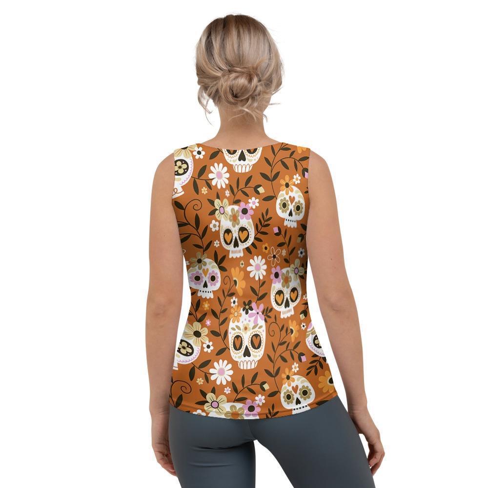 Yellow Sugar Skull Women's Tank Top-grizzshop