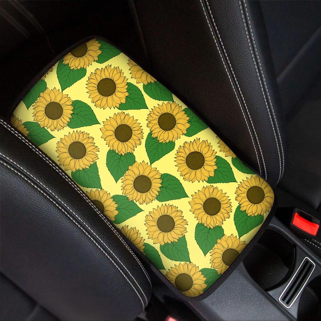 Yellow Sunflower Car Console Cover-grizzshop