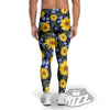 Yellow Sunflower Floral Print Men's Leggings-grizzshop