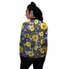 Yellow Sunflower Floral Print Women's Bomber Jacket-grizzshop