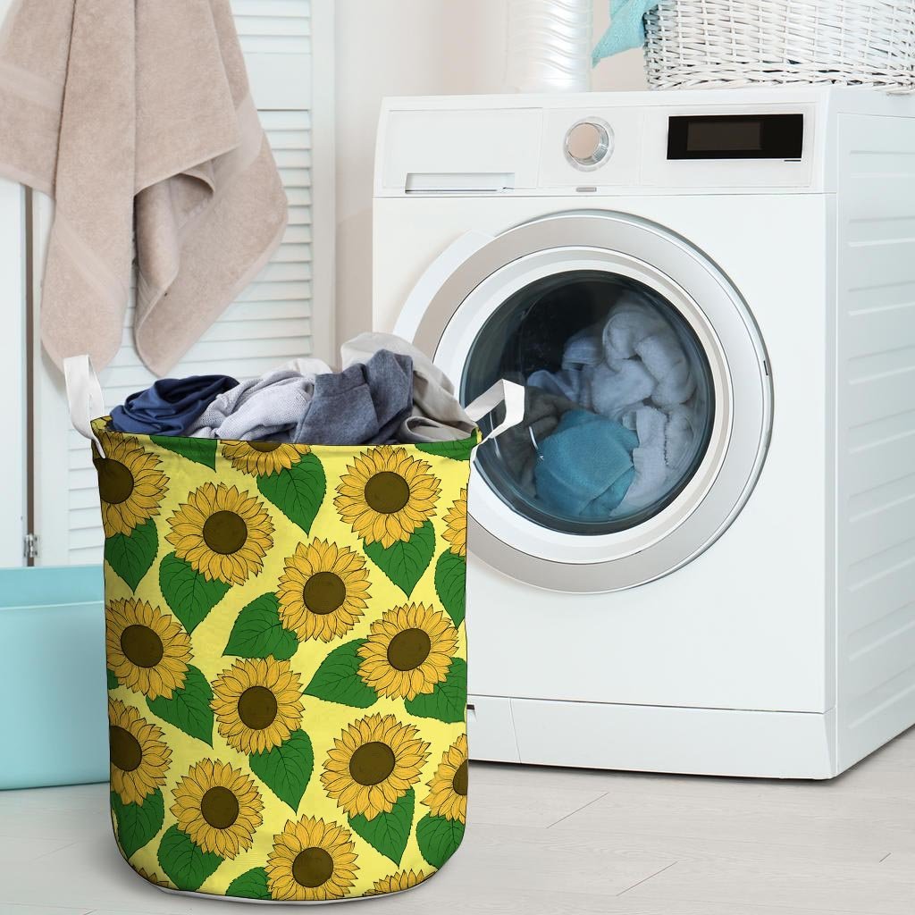 Yellow Sunflower Laundry Basket-grizzshop