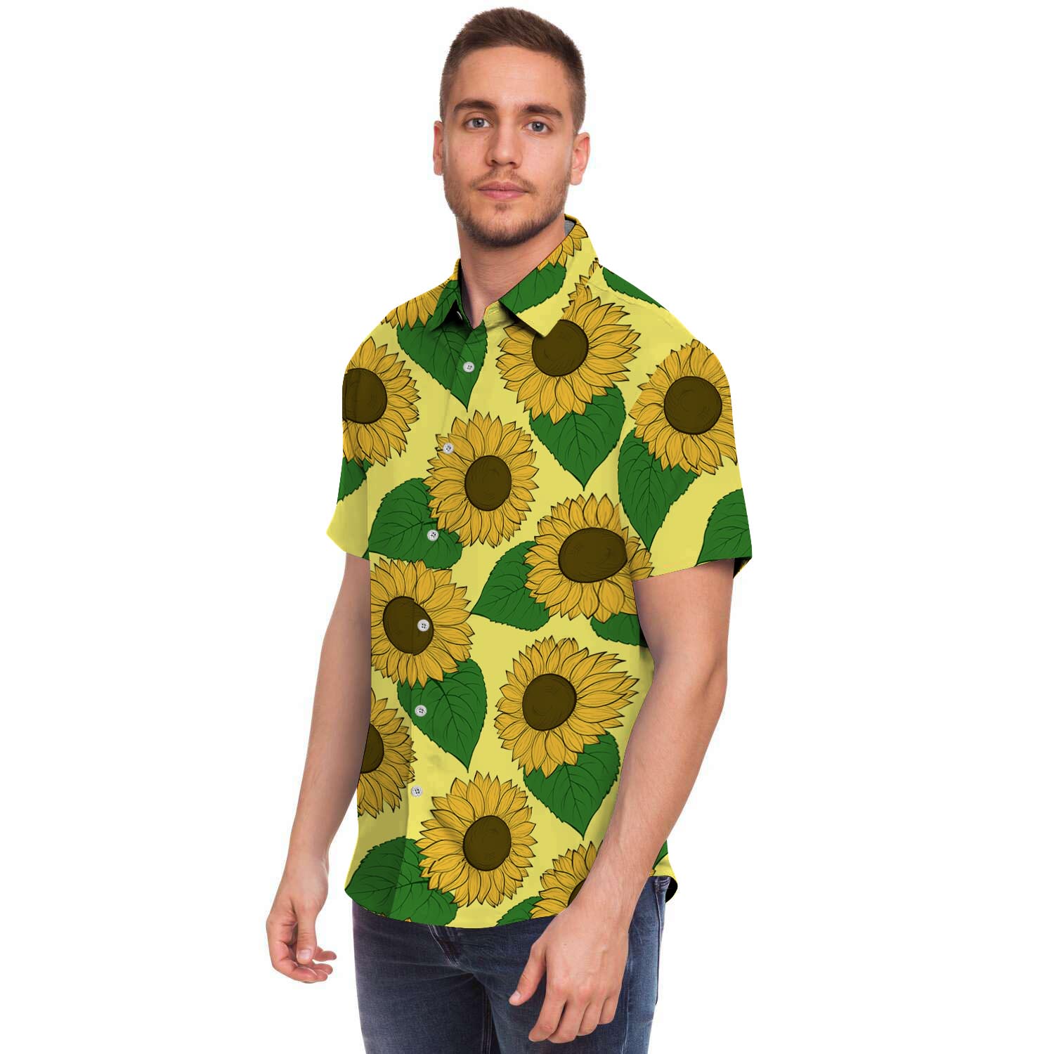 Yellow Sunflower Men's Short Sleeve Shirt-grizzshop