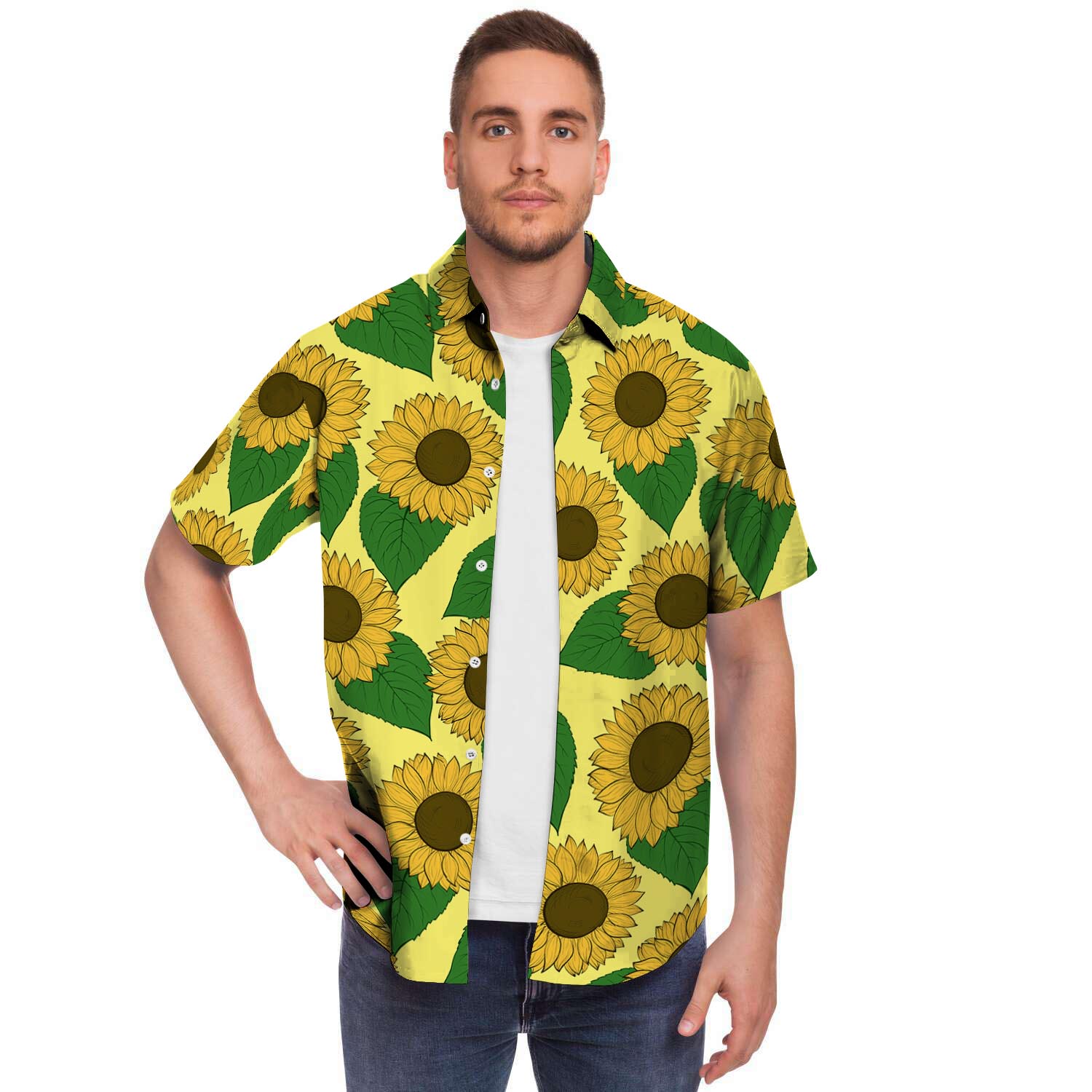 Yellow Sunflower Men's Short Sleeve Shirt-grizzshop