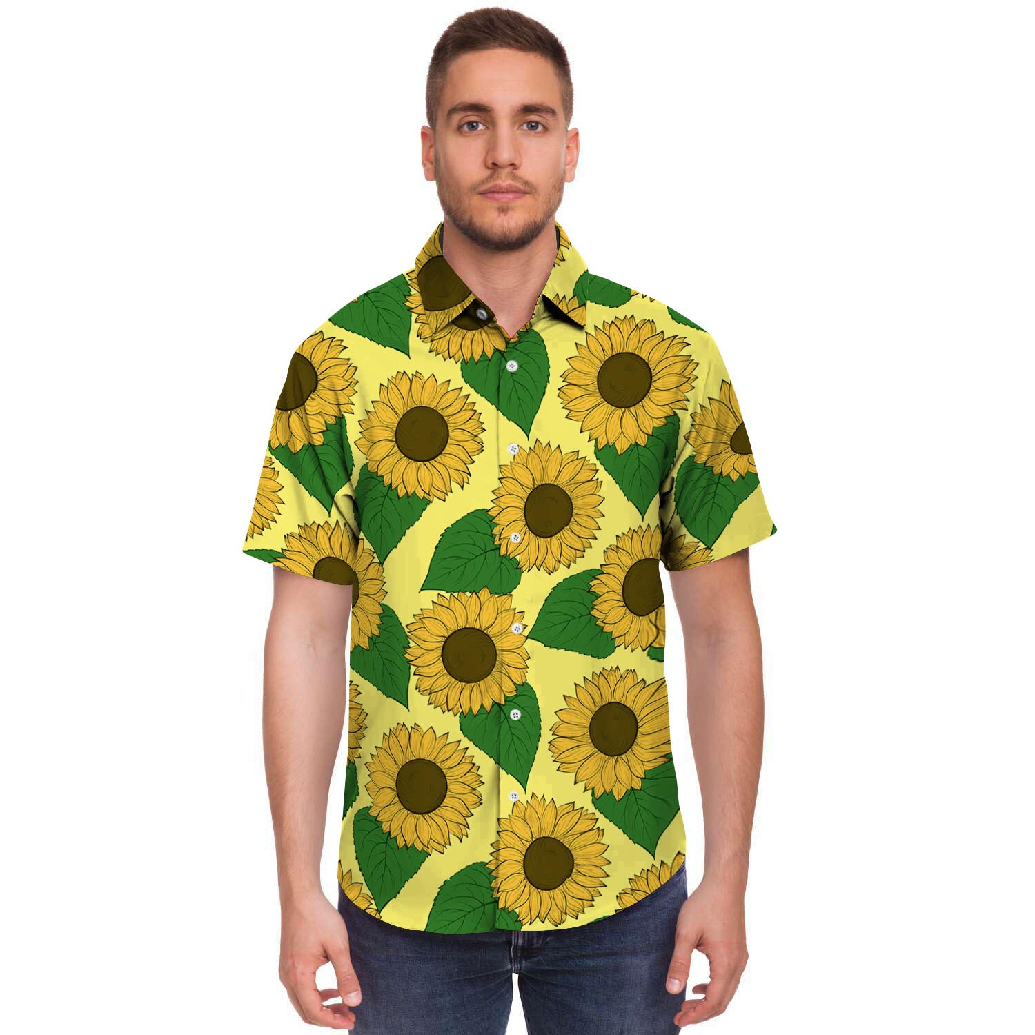 Yellow Sunflower Men's Short Sleeve Shirt-grizzshop