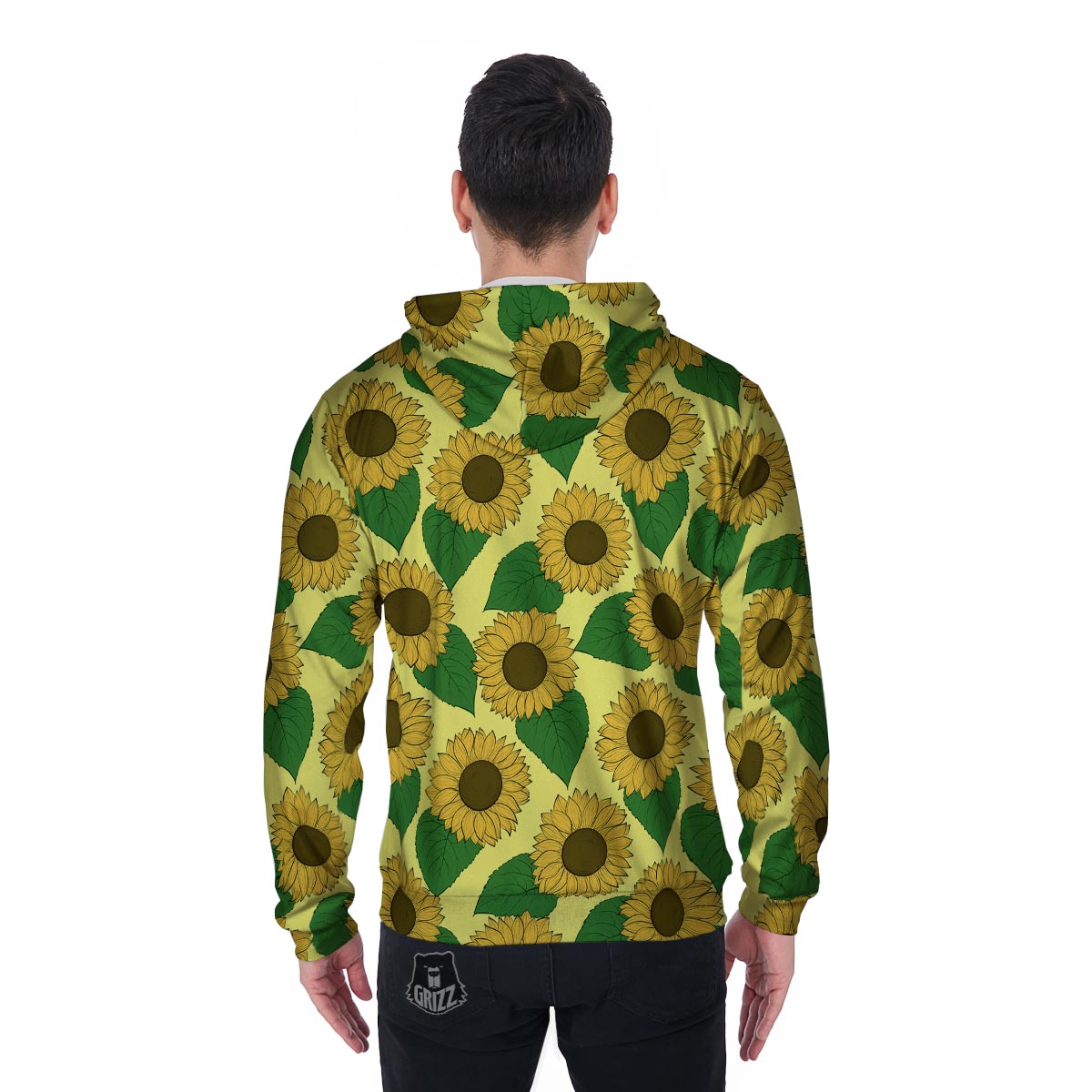 Yellow Sunflower Men's Zip Up Hoodie-grizzshop