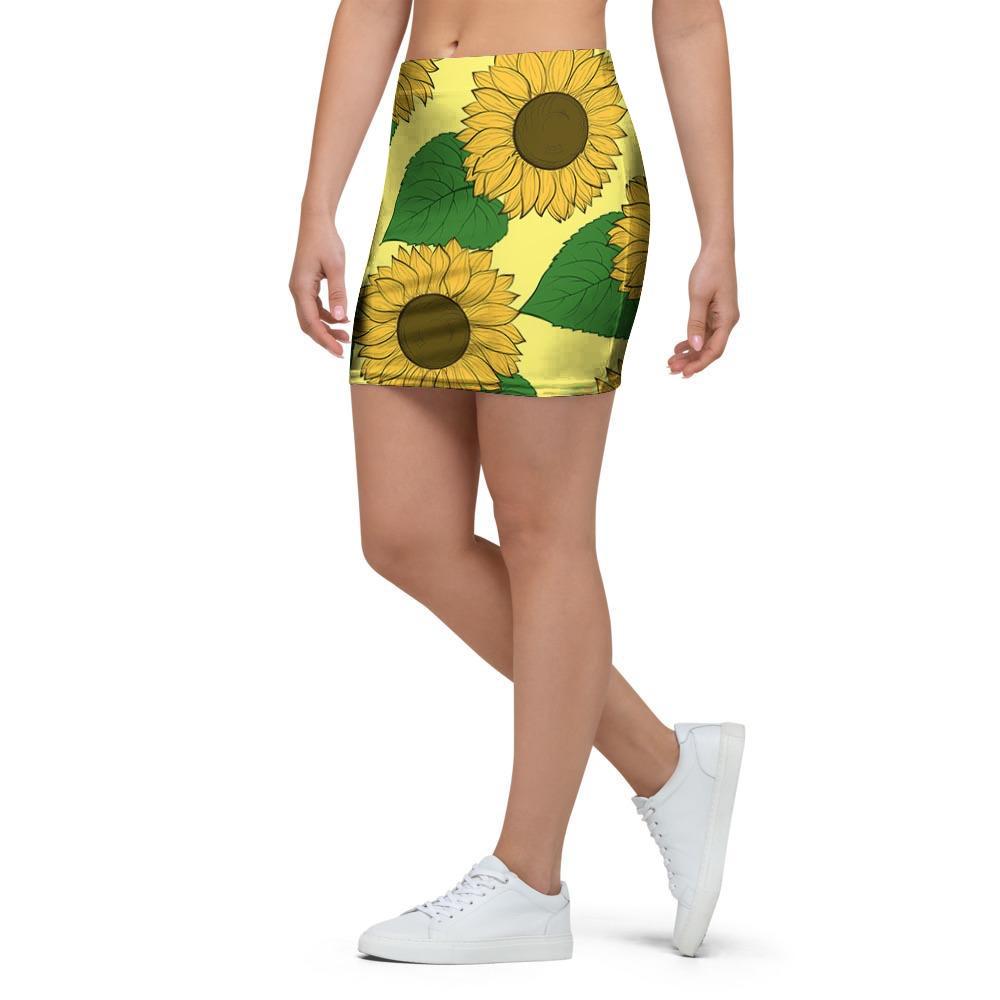 Yellow Sunflower Mini Skirt-grizzshop