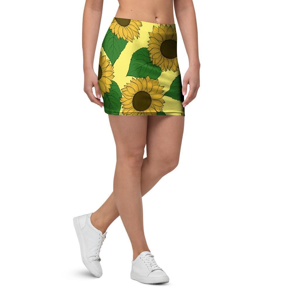 Yellow Sunflower Mini Skirt-grizzshop