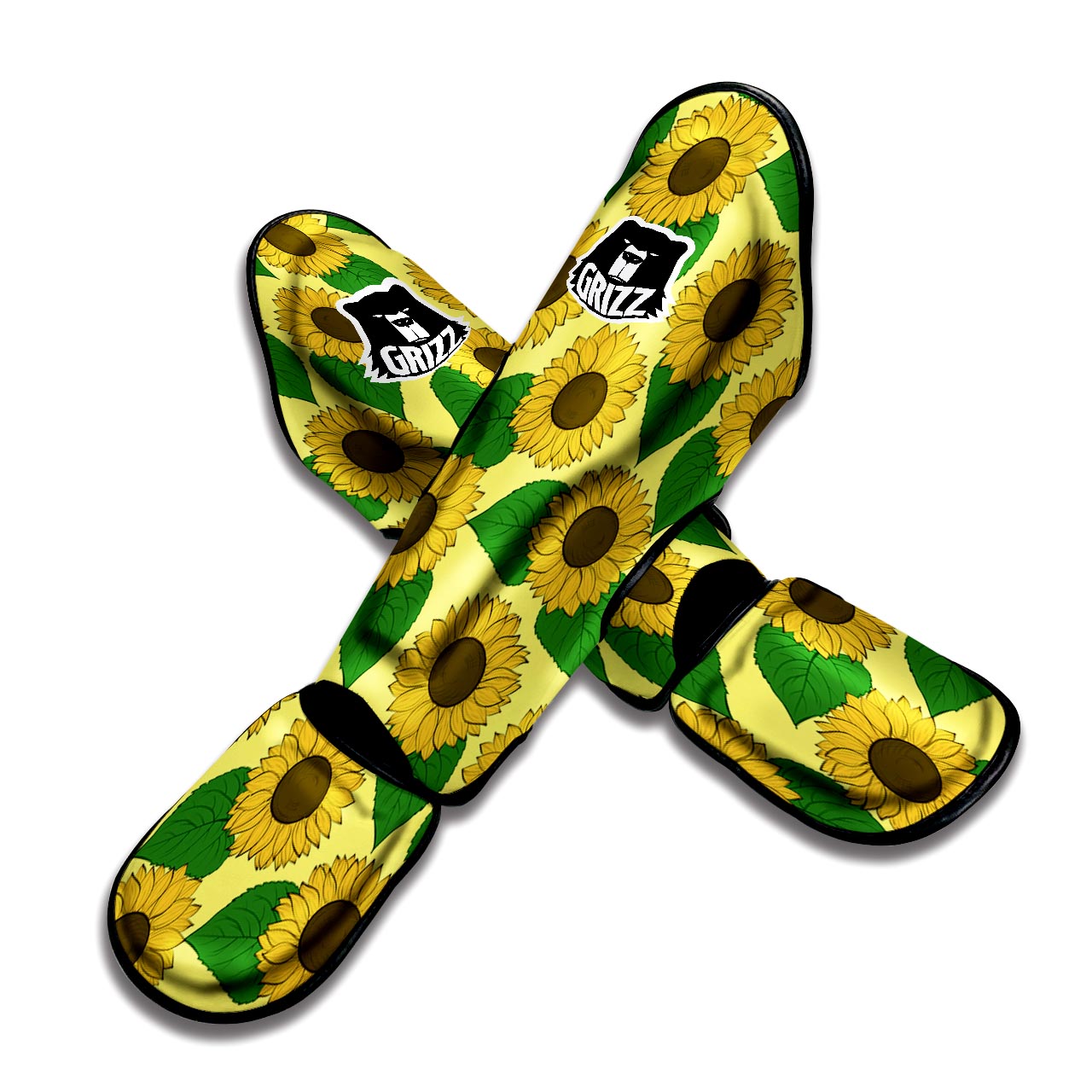 Yellow Sunflower Muay Thai Shin Guard-grizzshop