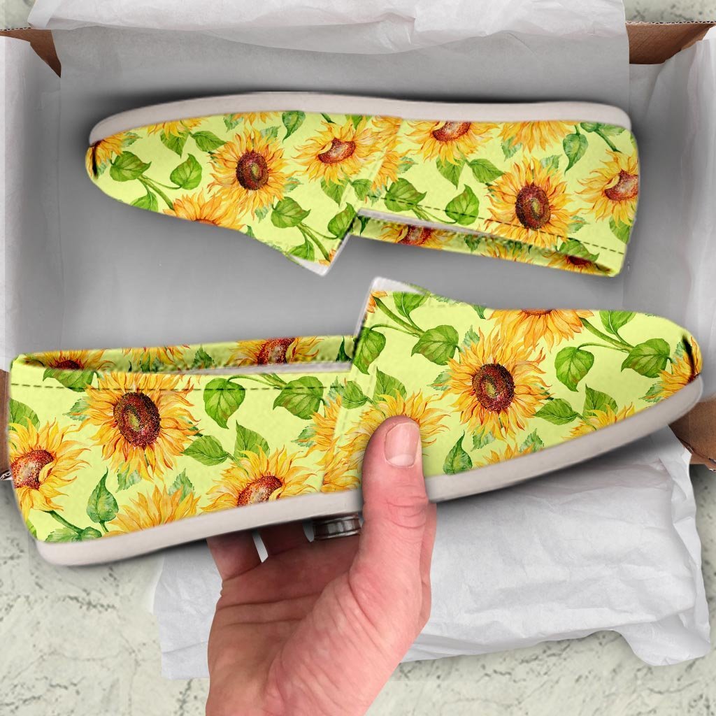Yellow Sunflower Print Canvas Shoes-grizzshop
