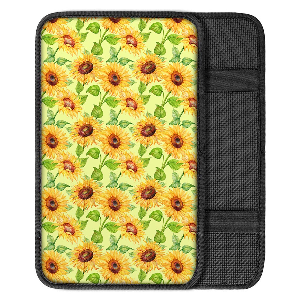 Yellow Sunflower Print Car Console Cover-grizzshop