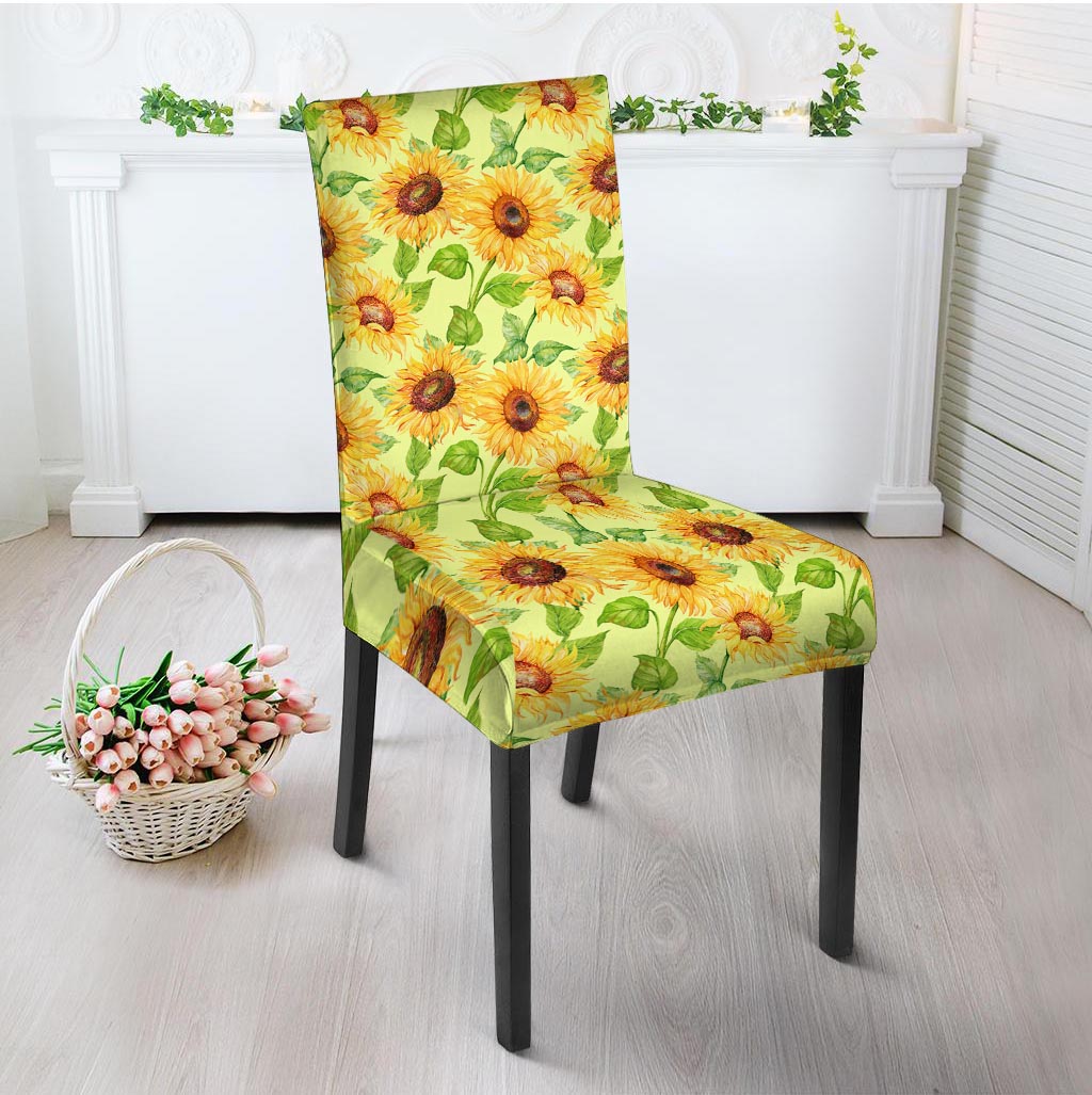 Yellow Sunflower Print Chair Cover-grizzshop