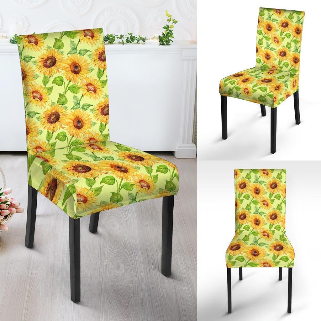 Yellow Sunflower Print Chair Cover-grizzshop