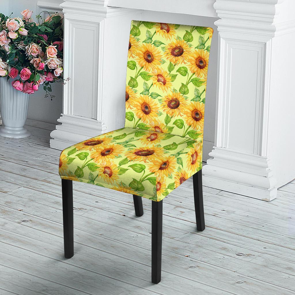 Yellow Sunflower Print Chair Cover-grizzshop
