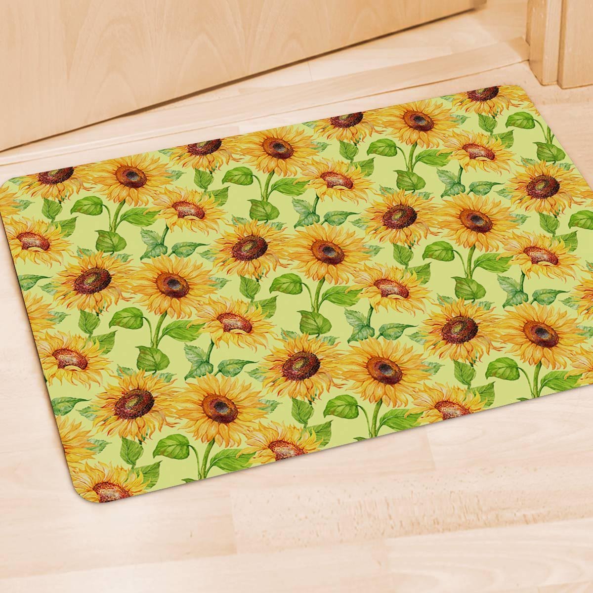 Yellow Sunflower Print Door Mat-grizzshop