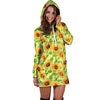 Yellow Sunflower Print Hoodie Dress-grizzshop