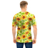 Yellow Sunflower Print Men T Shirt-grizzshop