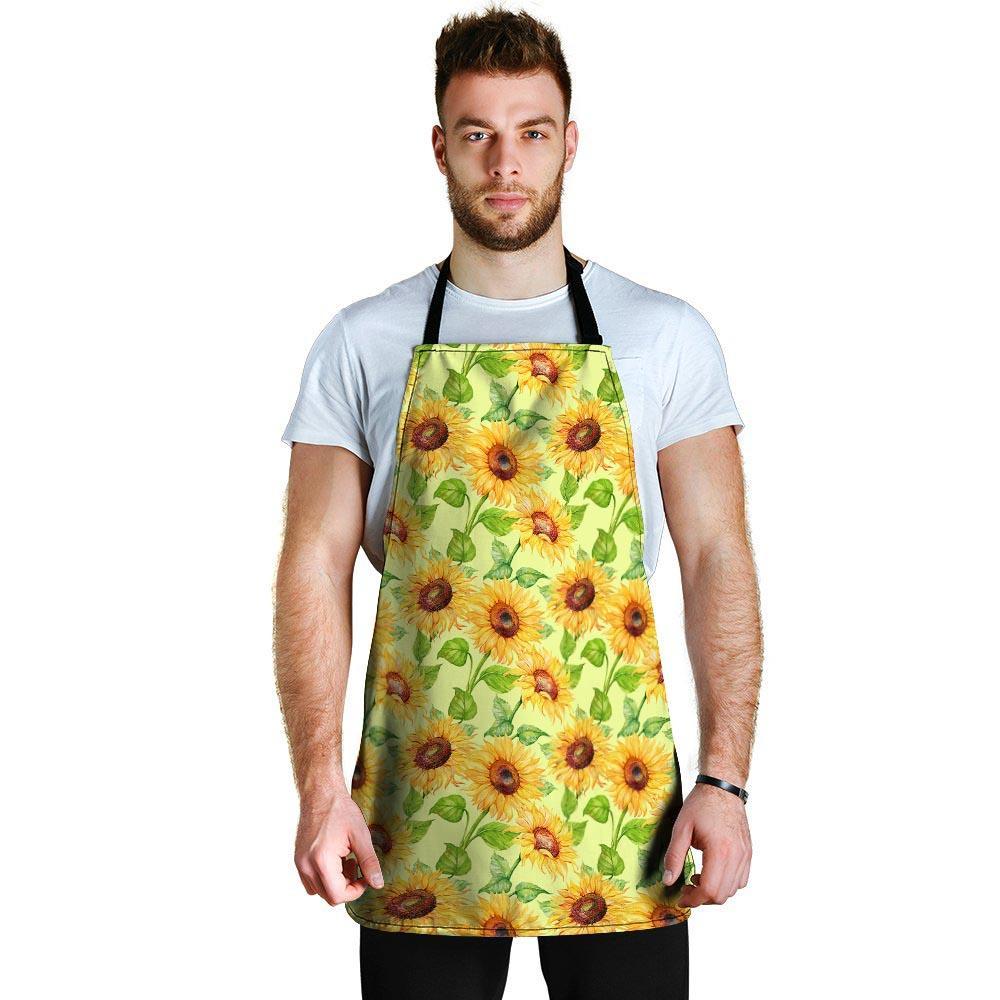 Yellow Sunflower Print Men's Apron-grizzshop