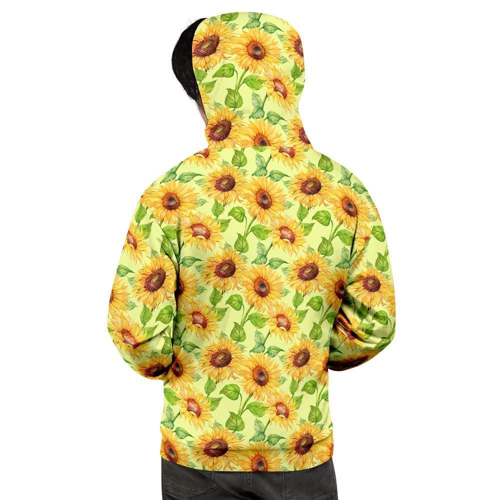 Yellow Sunflower Print Men's Hoodie-grizzshop