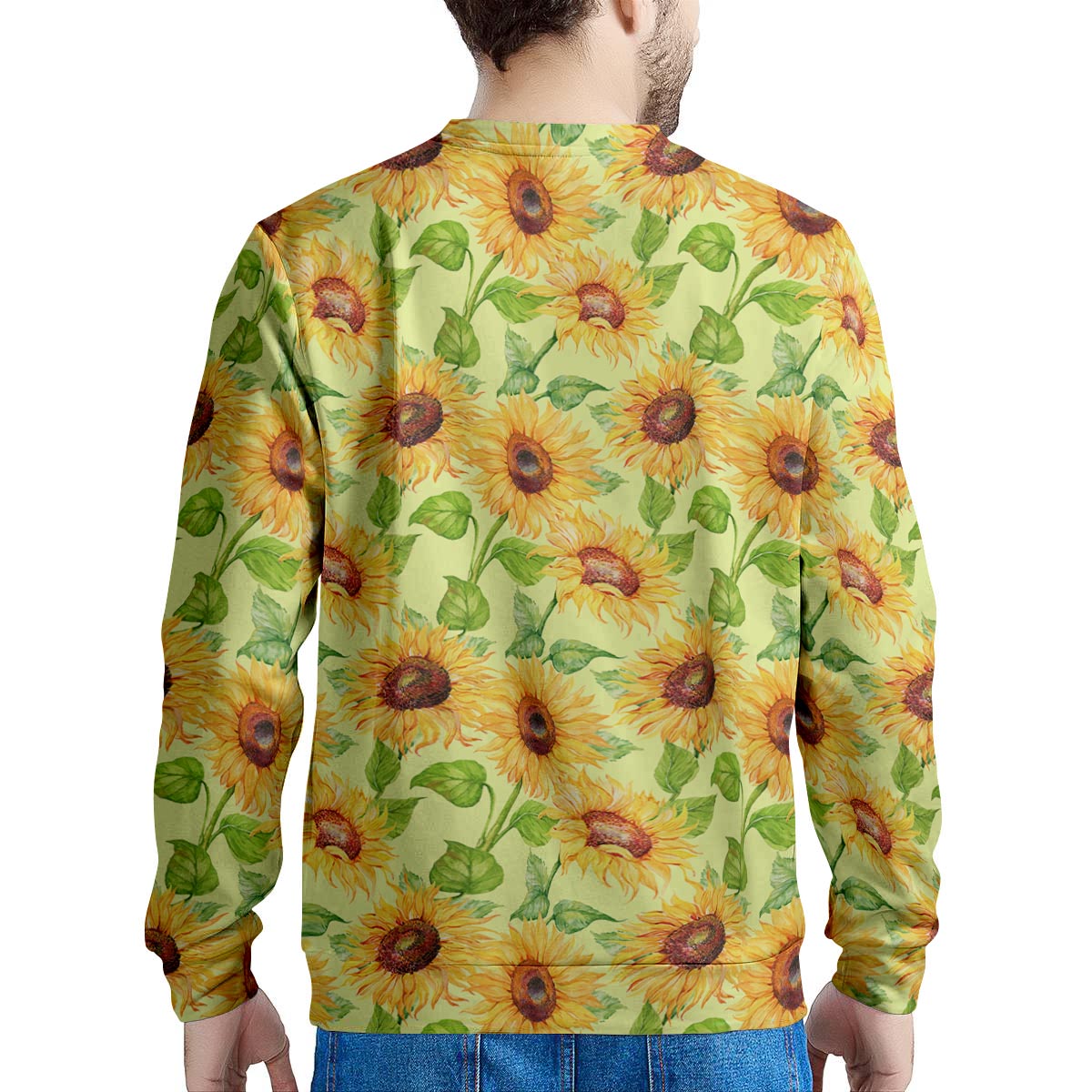 Yellow Sunflower Print Men's Sweatshirt-grizzshop